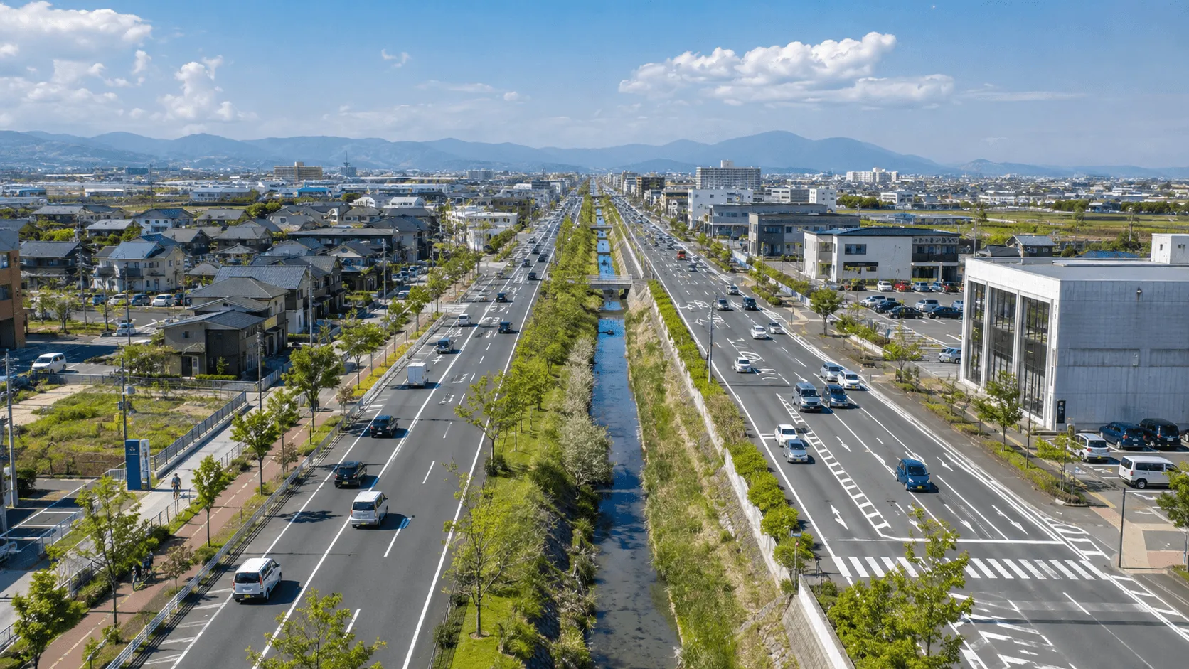 田迎・はません・富合周辺の街並みと交通環境をイメージした風景